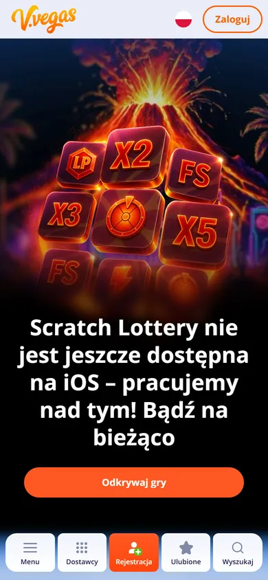 Scratch Lottery V.Vegas z polami do zdrapania i mnożnikami